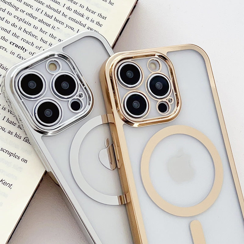 Applicable iPhone 16 Electroplated Lanyard Phone Case 15 Pro Transparent Magnetic Apple 17 Crossbody Shockproof Protective Cover
