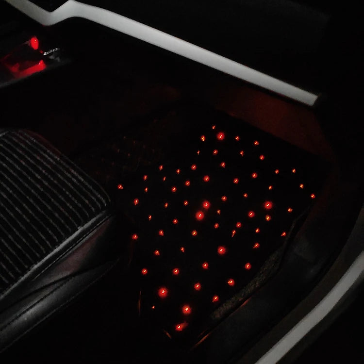 Fiber Optic Star Shaped Complete Set of Car Carpet Floor Decoration, LED Car Carpet for Car Decoration