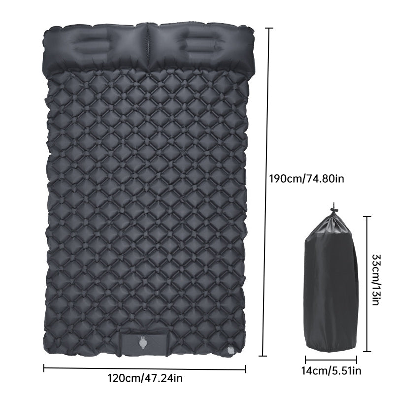 Ultralight Inflatable Sleeping Pad with Pillow - 1-2 Person Camping Mattress