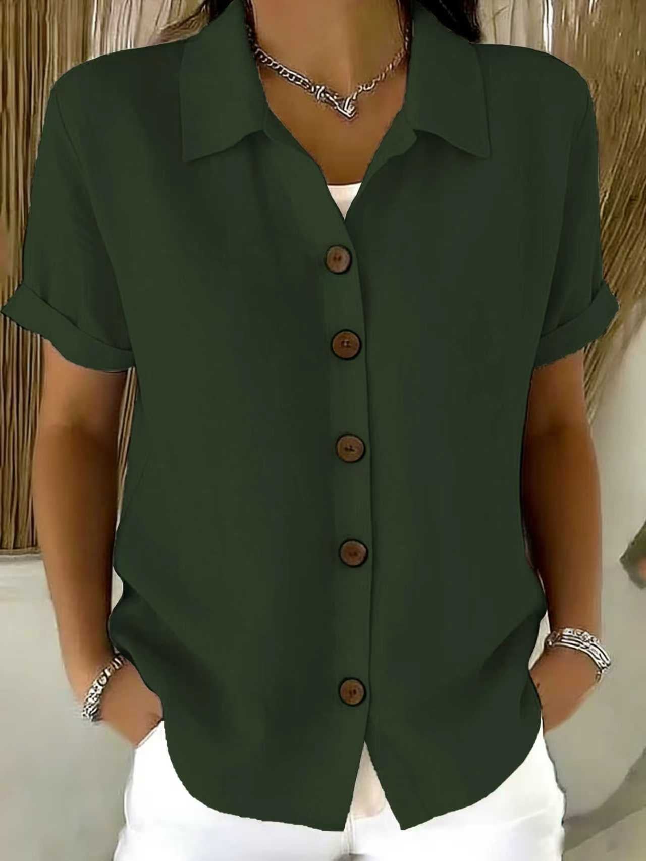 Collar short sleeved top