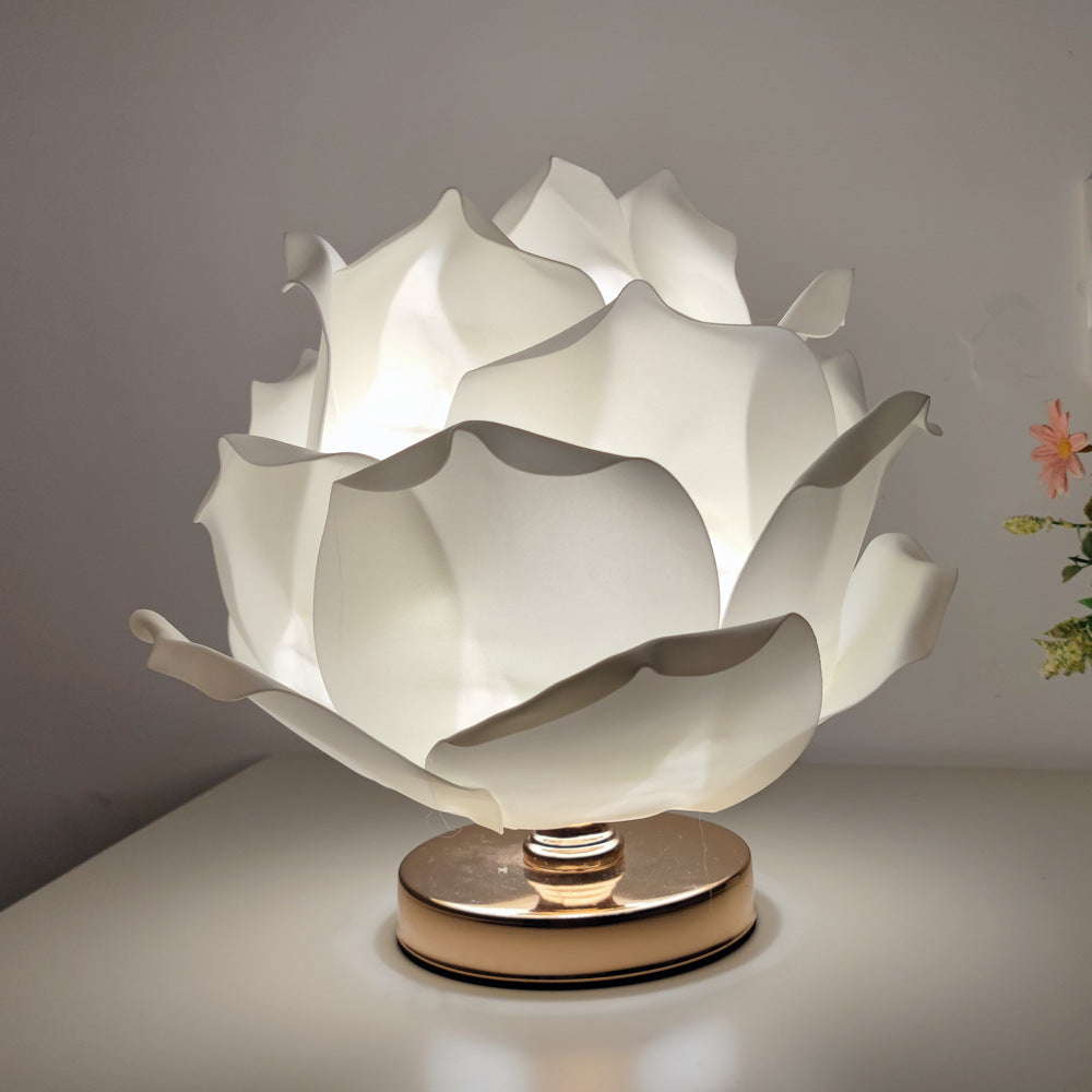 Creative Large Rose Flower Lamp Lotus Lamp for Girl's Bedroom, Romantic Atmosphere Wedding Decoration Bedside Table Lamp