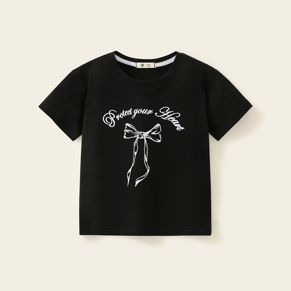 Cute Kids' T-Shirt with Bow Print