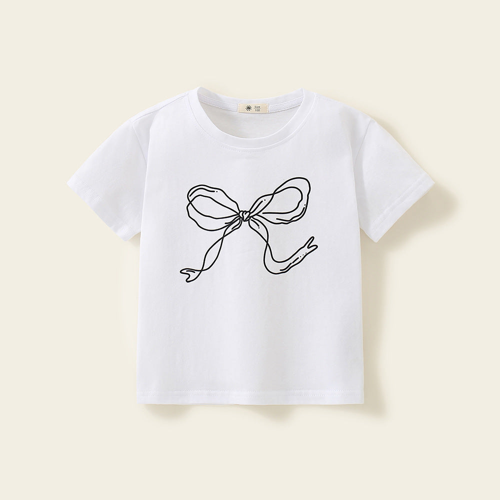 Cute Kids' T-Shirt with Bow Print