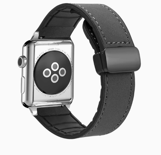 Compatible with Apple Watch 5/6/7/8/9 Ultra Magnetic Buckle Crazy Horse Texture Silicone Skin Strap