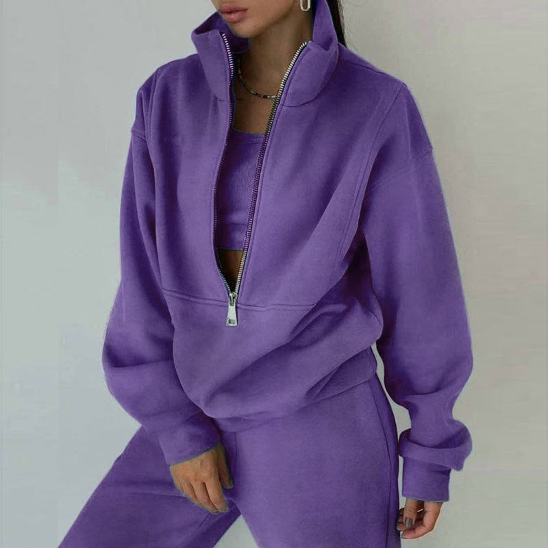 Women's  Tracksuit Set Style Sporty Casual Fleece Hoodie Outfit