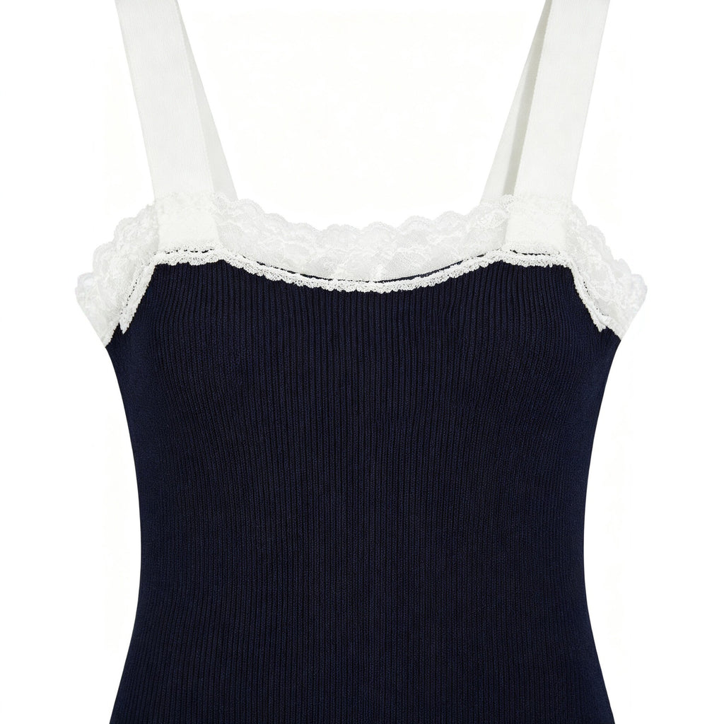 Sleeveless lace patchwork dress