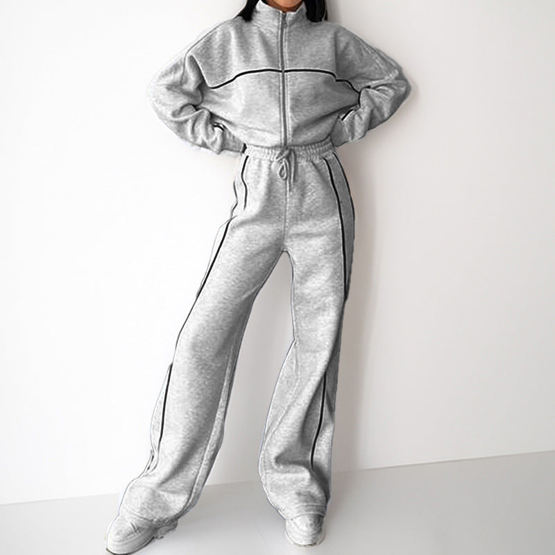 Women's Casual Loose Tie-Waist Hoodie Tracksuit Set