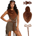 Mid-century Viking Retro Fringe Belt Buckle Cloak Halloween Cosplay Costume Prop