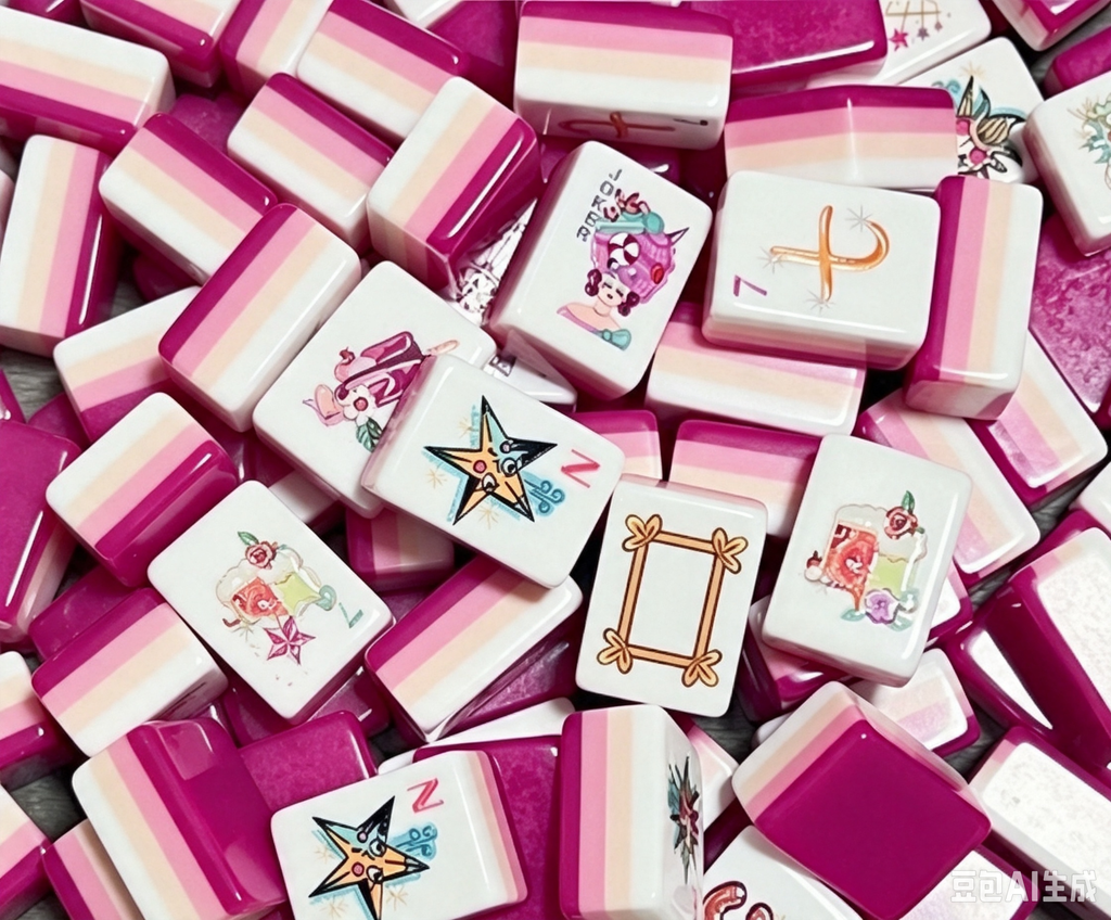 Mahjong Acrylic Pink American Mahjong Outdoor Travel Entertainment Mahjong Hands Playing Home Mahjong