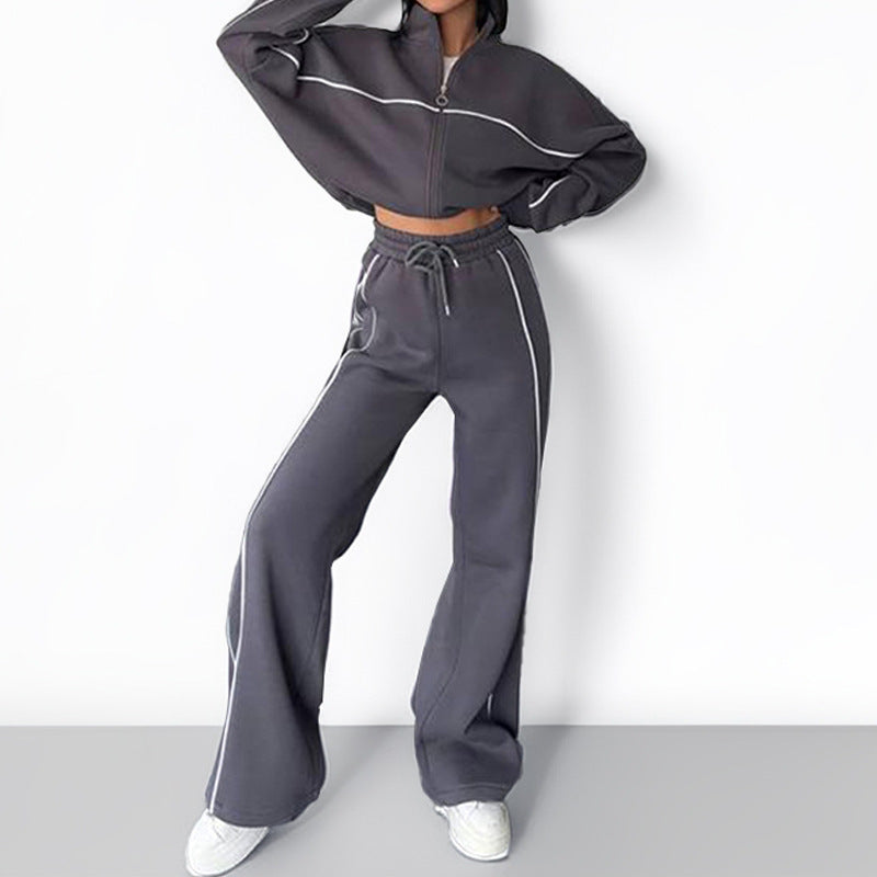 Women's Casual Loose Tie-Waist Hoodie Tracksuit Set