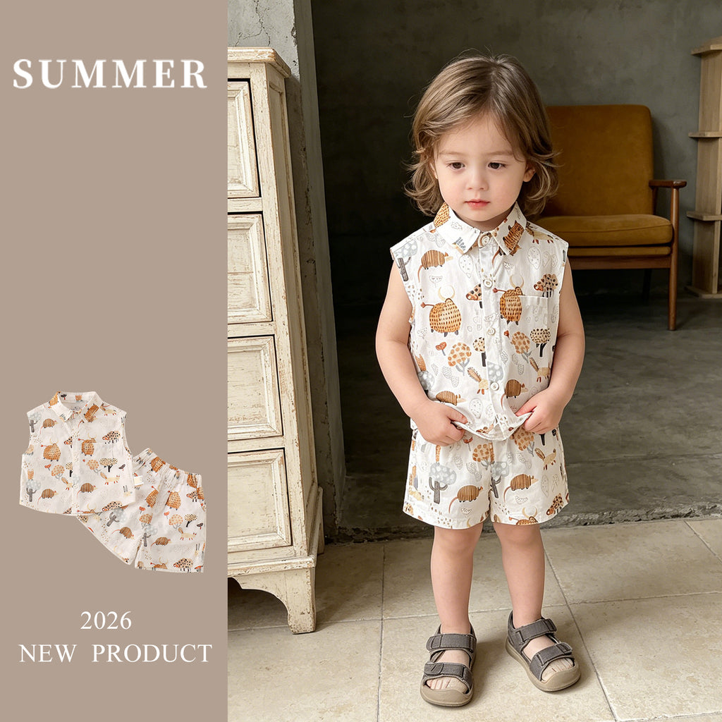 Clothing Baby Boy  Outfit Set Lightweight Two-Piece Vest Set