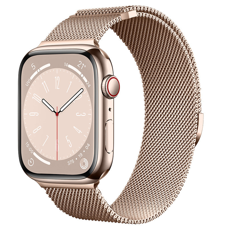 Compatible with Apple Watch, Two-Section Half-Circle Magnetic Milanese Steel Band for iWatch 11, Apple Watch Strap