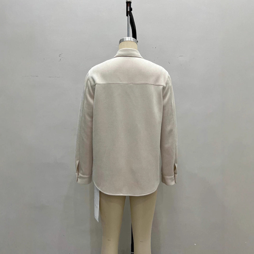 Floral composite collar versatile style shirt top jacket