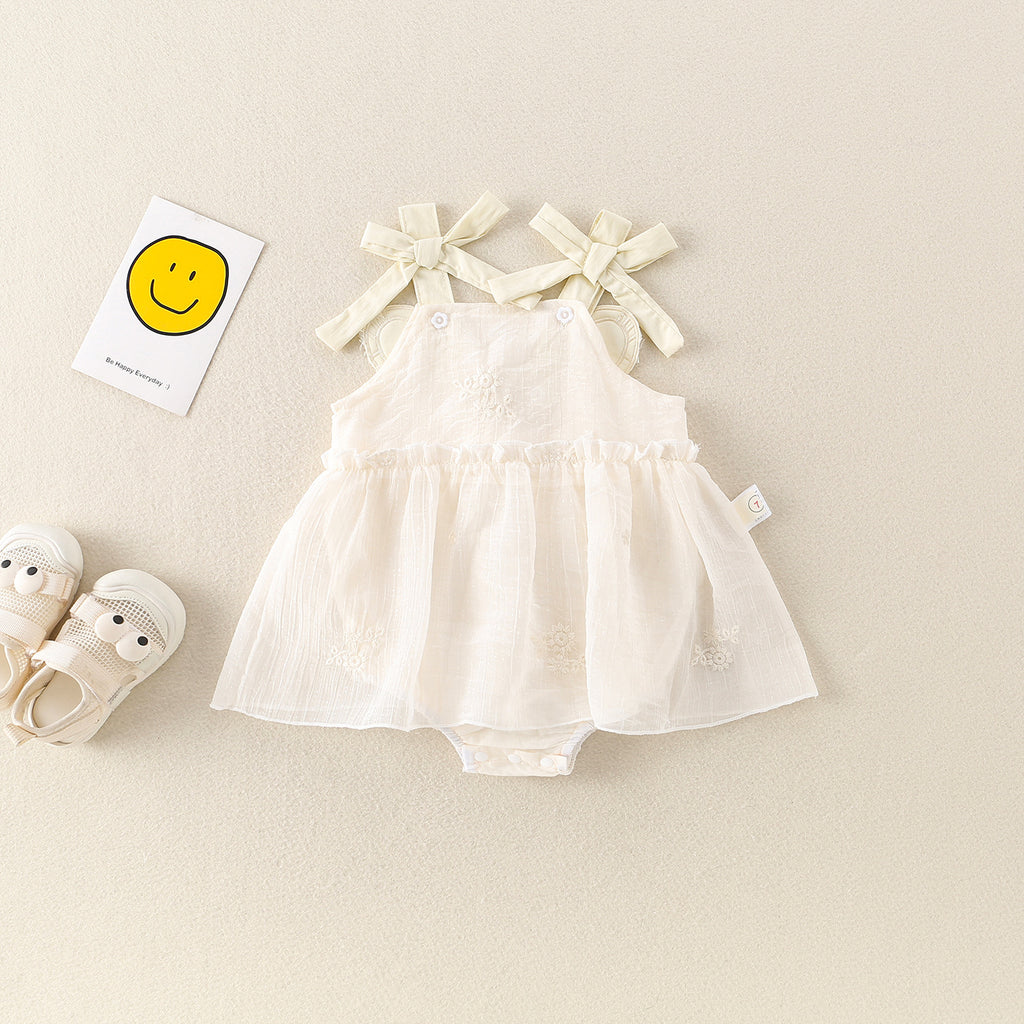 Baby Thin Sleeveless Onesie for Infant Girls, Solid Color Cute Baby Romper