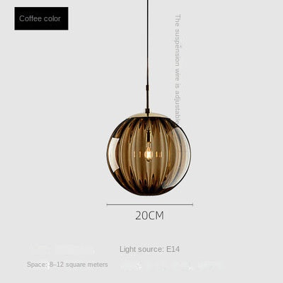 Minimalist Water Pattern Glass Sphere Pendant Light, Creative Living Room Bar Light, Nordic Bedroom Bedside Small Pendant Lamp