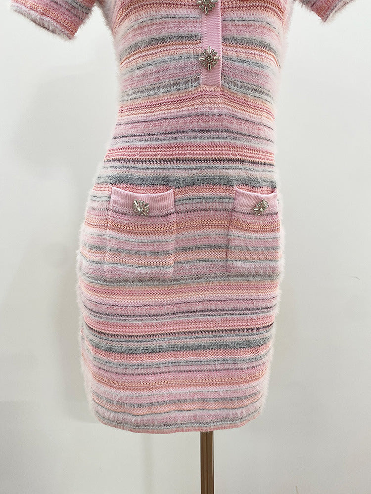 Striped color blocked dress
