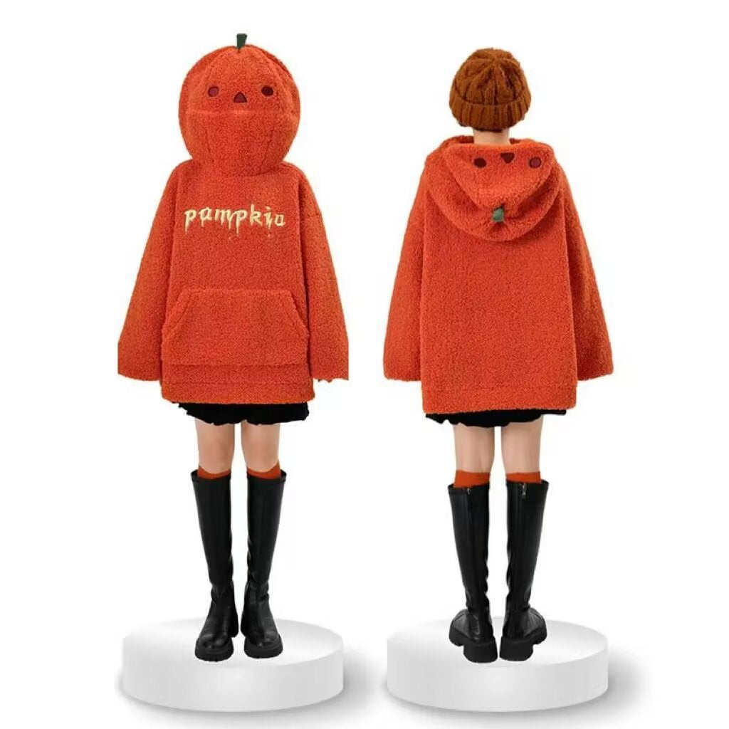 Halloween Pumpkin Head Retro Hoodie, Unisex Casual Pullover Sweatshirt