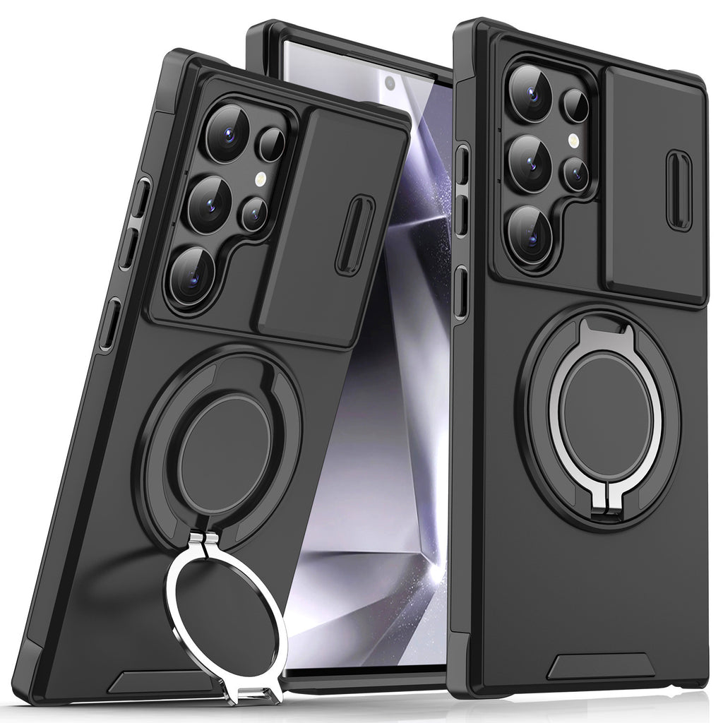 Samsung S26 Ultra Magnetic Rotating Car Mount Phone Case A17 Lens Flip Cover S25 Shockproof