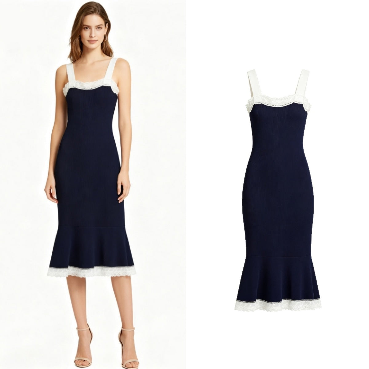 Sleeveless lace patchwork dress