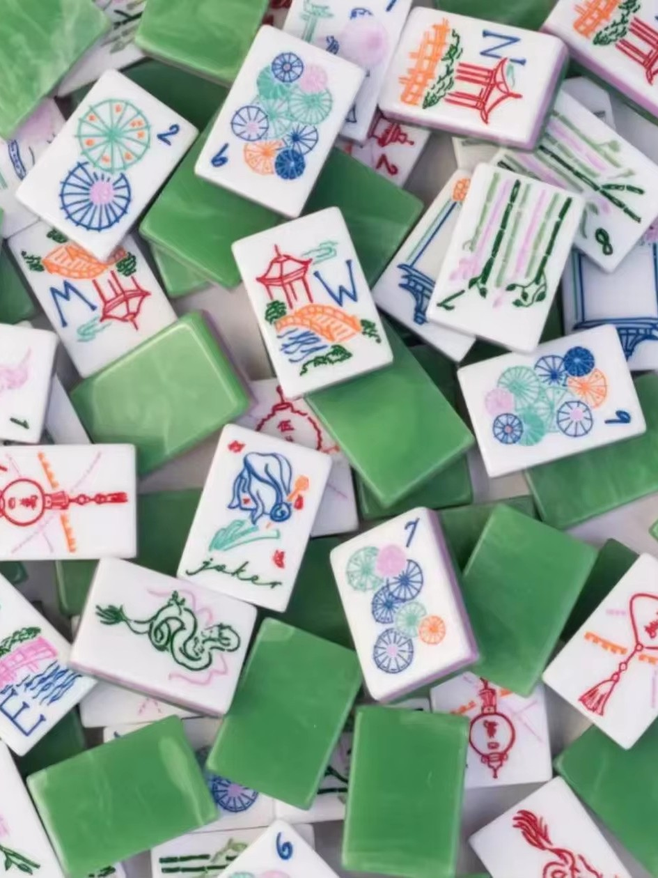 Mahjong Acrylic Pink American Mahjong Outdoor Travel Entertainment Mahjong Hands Playing Home Mahjong