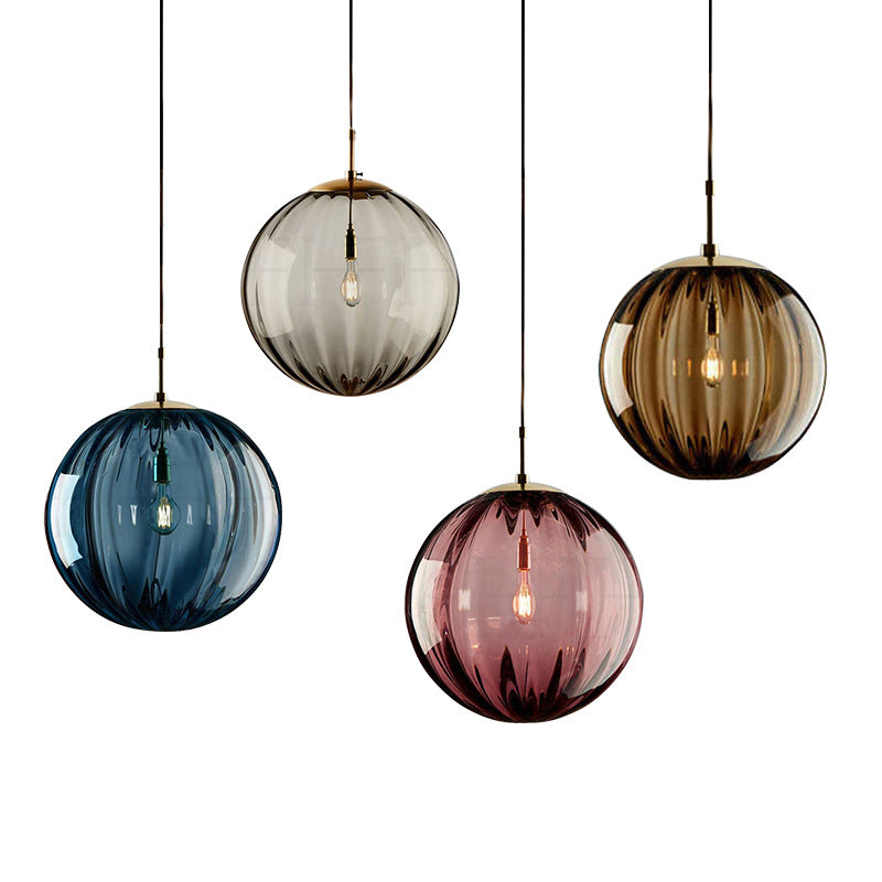 Minimalist Water Pattern Glass Sphere Pendant Light, Creative Living Room Bar Light, Nordic Bedroom Bedside Small Pendant Lamp