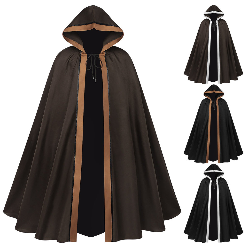 New Halloween Women's Death God Cosplay Costume Star Wars Men's Dark Black Hooded Tied Cape