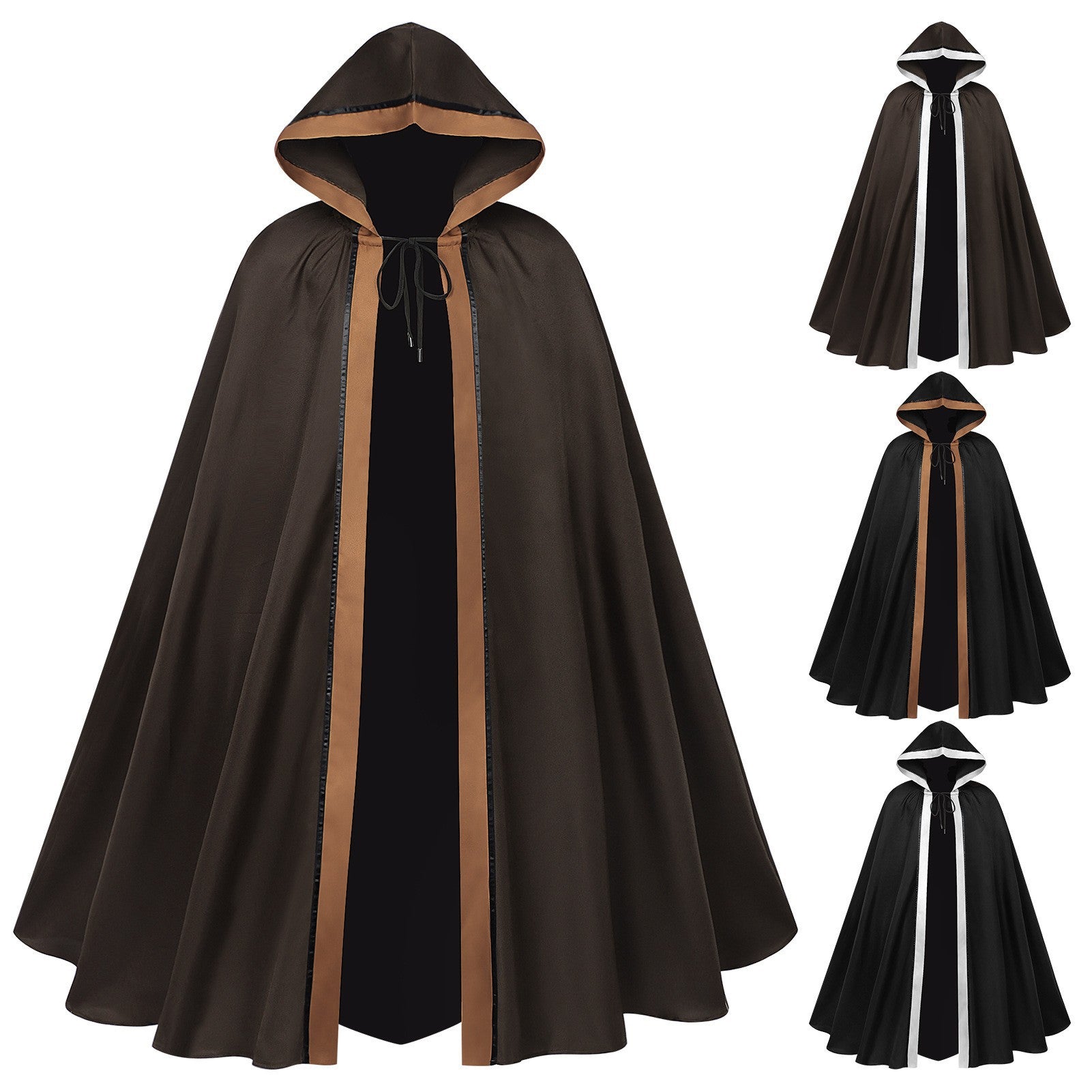 New Halloween Women's Death God Cosplay Costume Star Wars Men's Dark Black Hooded Tied Cape