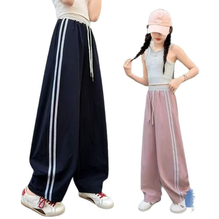 Girls' Casual Tracksuit Pants Loose Straight Leg Wide-Leg Pants
