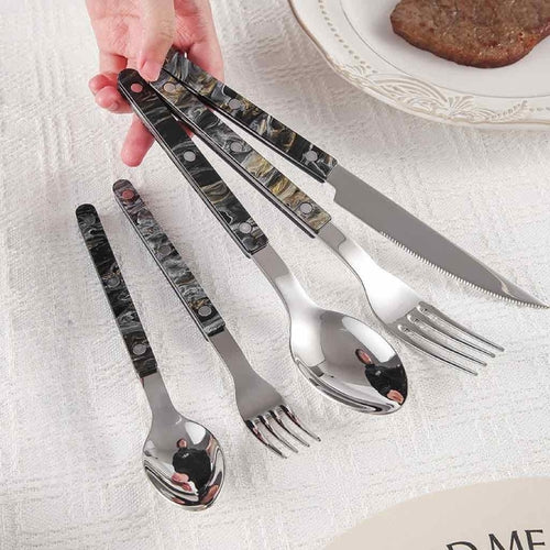 Set Of 10 Pcs Modern Elegant Terra Flatware - Bistrot Style Cutlery