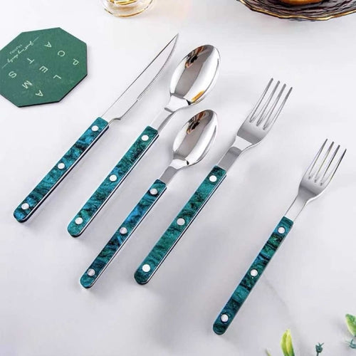 Set Of 10 Pcs Modern Elegant Terra Flatware - Bistrot Style Cutlery